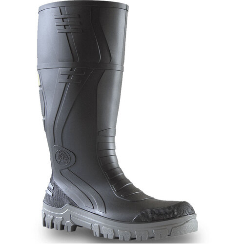 WORKWEAR, SAFETY & CORPORATE CLOTHING SPECIALISTS Jobmaster 3 Gumboots - Black / Grey PVC 400mm Safety Gumboot