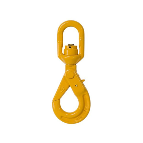 WORKWEAR, SAFETY & CORPORATE CLOTHING SPECIALISTS - 6mm Grade 80 Bearing Eye Swivel Self Locking Hook-WLL 1.1T