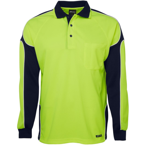 WORKWEAR, SAFETY & CORPORATE CLOTHING SPECIALISTS - JB's HI VIS 4602.1 L/S Arm Panel Polo