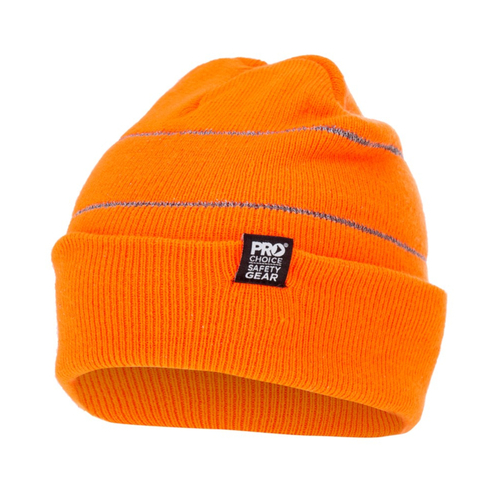 WORKWEAR, SAFETY & CORPORATE CLOTHING SPECIALISTS Hi-Vis Orange Beanie with Retro-reflective Stripes