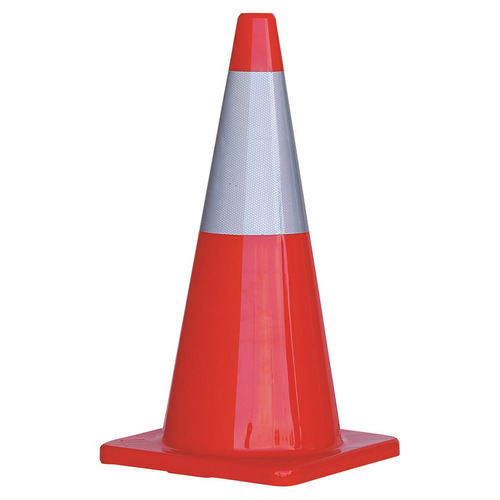 WORKWEAR, SAFETY & CORPORATE CLOTHING SPECIALISTS - Orange PVC Traffic Cone / Reflective Tape 700mm