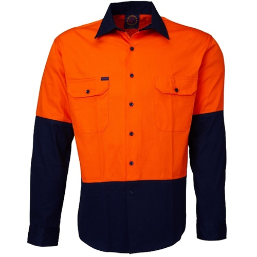 WORKWEAR, SAFETY & CORPORATE CLOTHING SPECIALISTS - Open Front 2 Tone Shirt - Long Sleeve