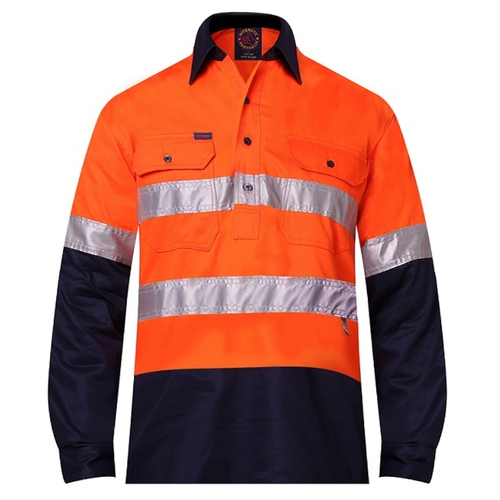 WORKWEAR, SAFETY & CORPORATE CLOTHING SPECIALISTS 2 Tone Closed Front L/S Shirt with 3M 8910 Reflective Tape