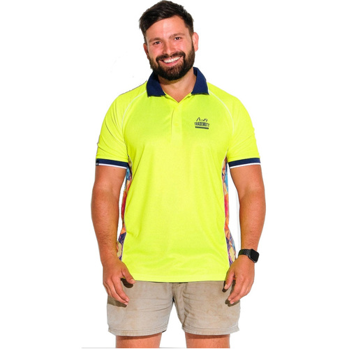 WORKWEAR, SAFETY & CORPORATE CLOTHING SPECIALISTS - YELLOW FRACTAL POLO