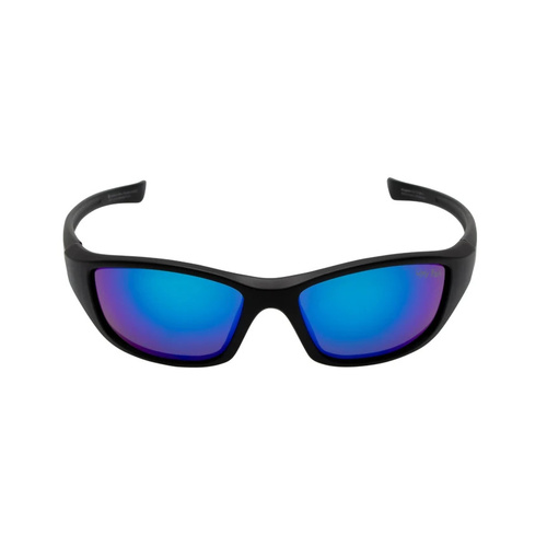 WORKWEAR, SAFETY & CORPORATE CLOTHING SPECIALISTS SLINGSHOT - Matt Black Frame, Blue Revo Lens - Safety Sunglass